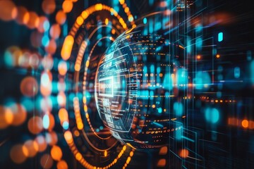 3d hologram of complex algorithm graph