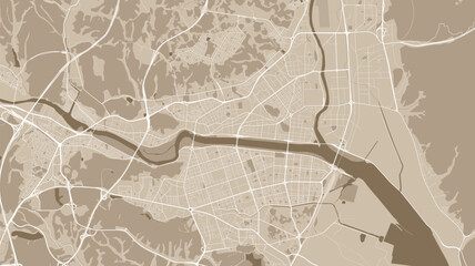 Ulsan map, city in South Korea. Streetmap municipal area.