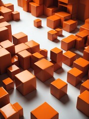Abstract composition of orange d cubes from Generative AI