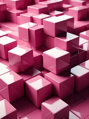 Abstract composition of pink d cubes from Generative AI