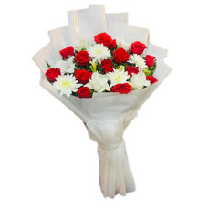 Bouquet of Red and white flowers.