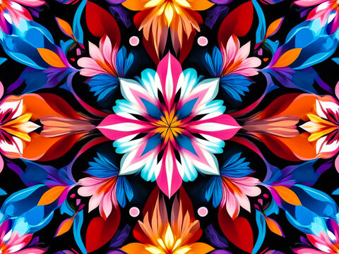 Colorful Abstract Floral: Experience the beauty of blooming flowers with this vibrant floral pattern.
