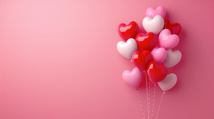 愛と祝福を象徴するハート型の風船で祝うバレンタインデー - obrazy, fototapety, plakaty