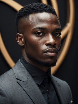 Portrait of a handsome elegant young black african man for fashion ad concept from Generative AI