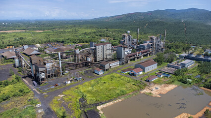 Aerial view of iron and steel factory on Kalimantan island