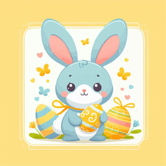 Easter greeting card with a cartoon rabbit