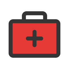 first aid kit line color icon