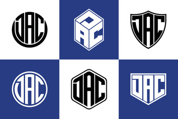 DAC initial letter geometric shape icon logo design vector. monogram, letter mark, circle, polygon, shield, symbol, emblem, elegant, abstract, wordmark, sign, art, typography, icon, geometric, shape