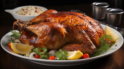 photograph roast turkey on white plate