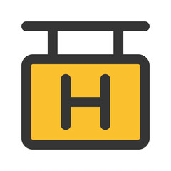 hotel sign line color icon