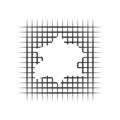Hole in metal mesh glyph icon isolated on white background.Vector illustration