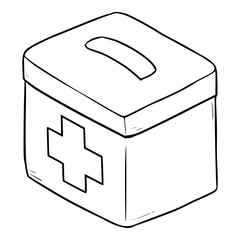 first aid box illustration hand drawn outline isolated vector