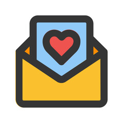 love letter line color icon