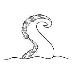 kraken tentacle illustration hand drawn outline vector