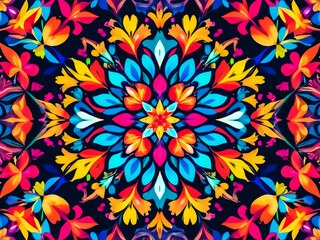 Fototapeta na wymiar Colorful Abstract Floral: Experience the beauty of blooming flowers with this vibrant floral pattern. 