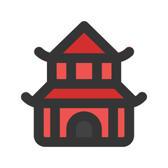 pagoda line color icon