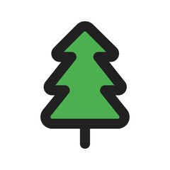 pine tree line color icon