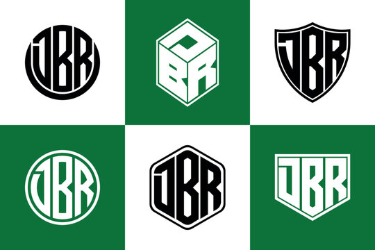 DBR initial letter geometric shape icon logo design vector. monogram, letter mark, circle, polygon, shield, symbol, emblem, elegant, abstract, wordmark, sign, art, typography, icon, geometric, shape