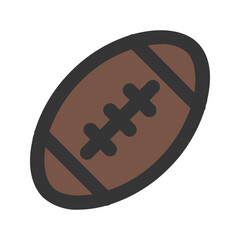 rugby ball line color icon