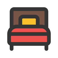 single bed line color icon