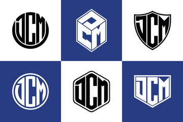 DCM initial letter geometric shape icon logo design vector. monogram, letter mark, circle, polygon, shield, symbol, emblem, elegant, abstract, wordmark, sign, art, typography, icon, geometric, shape