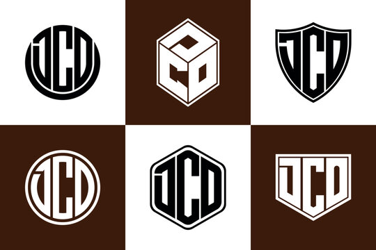 DCO initial letter geometric shape icon logo design vector. monogram, letter mark, circle, polygon, shield, symbol, emblem, elegant, abstract, wordmark, sign, art, typography, icon, geometric, shape