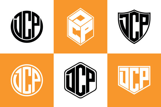 DCP initial letter geometric shape icon logo design vector. monogram, letter mark, circle, polygon, shield, symbol, emblem, elegant, abstract, wordmark, sign, art, typography, icon, geometric, shape