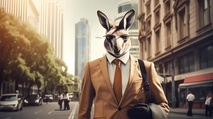 Rolgordijnen A sophisticated kangaroo in a business suit, carrying a briefcase © shani