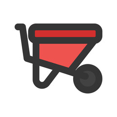 wheelbarrow line color icon