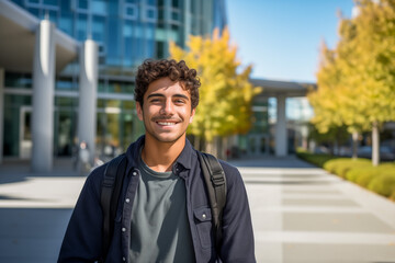 Portrait of college student man at the campus