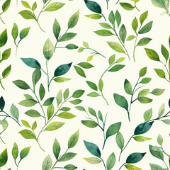 Beautiful seamless pattern featuring intricate leaf motifs in a stunning watercolor style, perfect for backgrounds and textiles.
