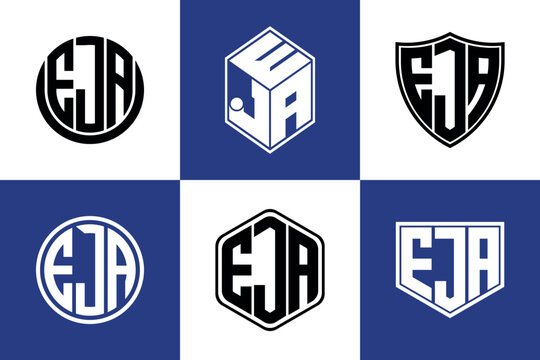 EJA initial letter geometric shape icon logo design vector. monogram, letter mark, circle, polygon, shield, symbol, emblem, elegant, abstract, wordmark, sign, art, typography, icon, geometric, shape