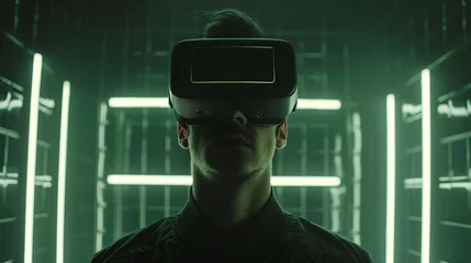 Foto op Plexiglas Create a virtual reality experience that simulates the sensation of being hunted by a predator in a postmodern version of The Matrix © WARIT_S