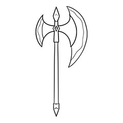 great axe illustration hand drawn outline isolated vector