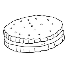 biscuit sandwich illustration hand drawn outline isolated vector