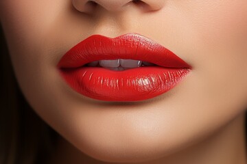 Obraz premium Close-up of gorgeous full lips for beauty product advertisements on photo stock platform