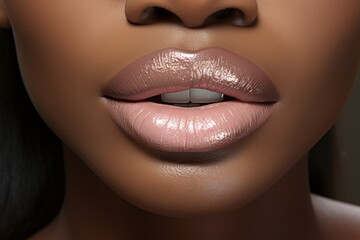 Close-up of beautiful african american womans lips, fashion and makeup concept for commercial use