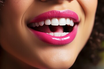 Obraz premium Close-up of beautiful afro woman with glossy lips, african american beauty concept