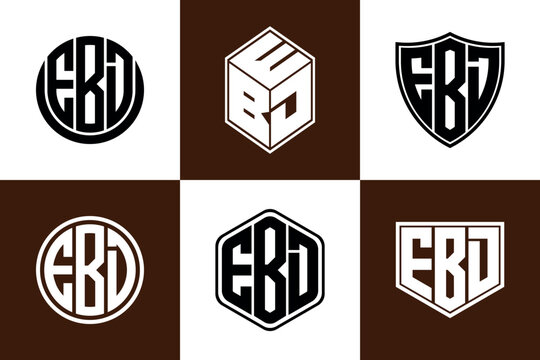 EBD initial letter geometric shape icon logo design vector. monogram, letter mark, circle, polygon, shield, symbol, emblem, elegant, abstract, wordmark, sign, art, typography, icon, geometric, shape