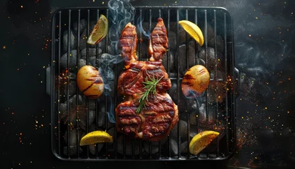 Foto op Plexiglas Bunny Shaped steak on the Grill for Easter Day © justAI