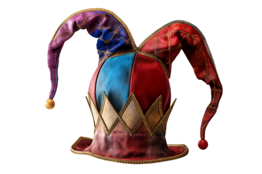 Jester's hat , april fool's hat isolated in transparent background 