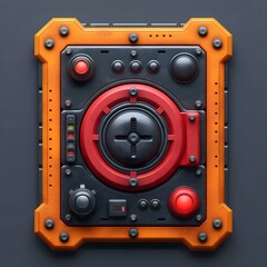 Fototapeta premium Technological Panel With A Large Button. Illustration on the theme of technology and computer games. Generative AI