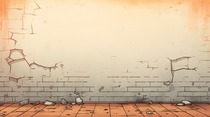 Blank brick wallpaper with highly detailed comic style.