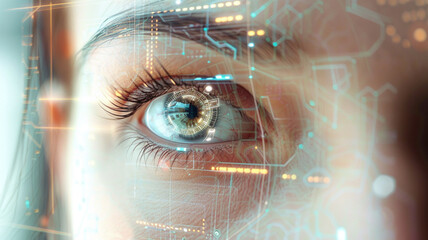 Futuristic Vision, Human Eye with Digital Overlay