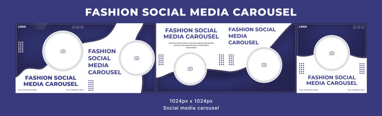 Purple vibrant gradient trendy circle rounded social media square vector carousel