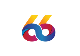 number six made of colorful ribbons and gradation