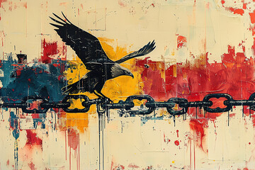 powerful symbols of freedom such as a soaring eagle a breaking chain abstract