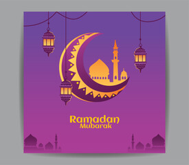 Ramadan kareem islamic greeting social media post background, invitation for muslim community event with editable object vector illustration