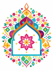 Colorful confetti border islamic pattern. . Surface pattern design. on white background, perfect for ramadan, eid	
