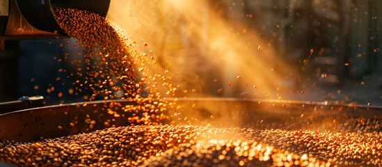 coffee beans roasting production industrial concept background